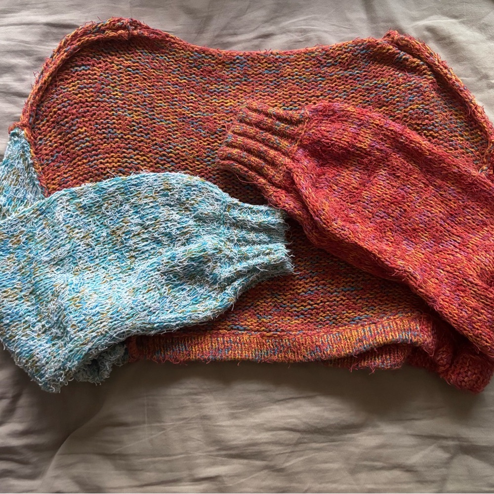 BDG Red and Blue Shrugs & Ponchos Sweater Set